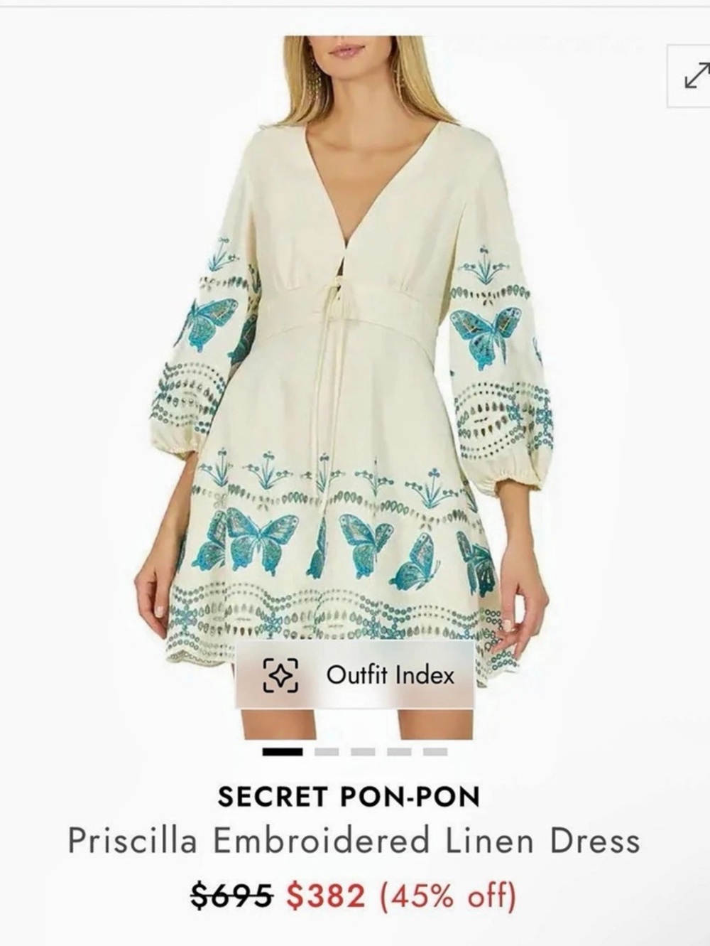 Secret Mission Priscilla Embroidered Linen Embroidered Dress NWT Size Small